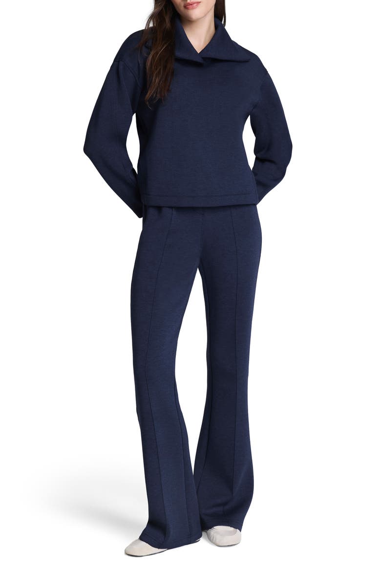 Brushed AirEssentials® Flare Leg Pants, Alternate, color, HEATHER TIMELESS NAVY