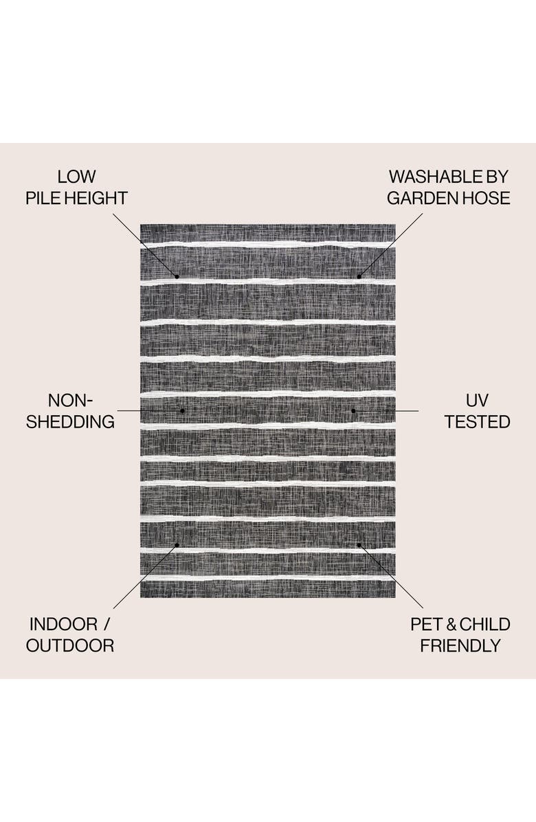 JONATHAN Y Colonia Berber Stripe Indoor/Outdoor Area Rug, Alternate, color, Black/Ivory