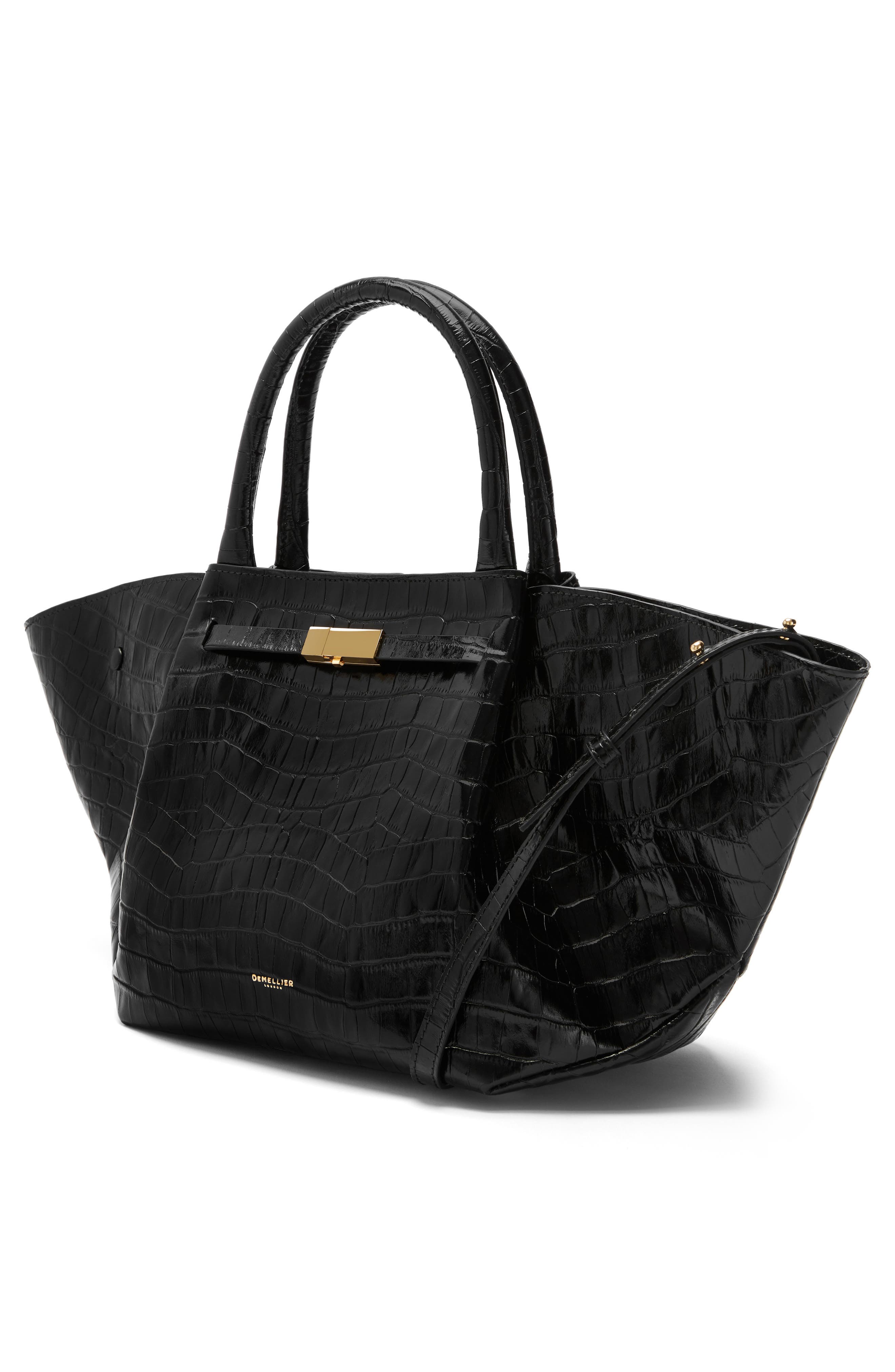 DeMellier New York Leather East/West Midi Tote, Alternate, color, Black Croc Effect