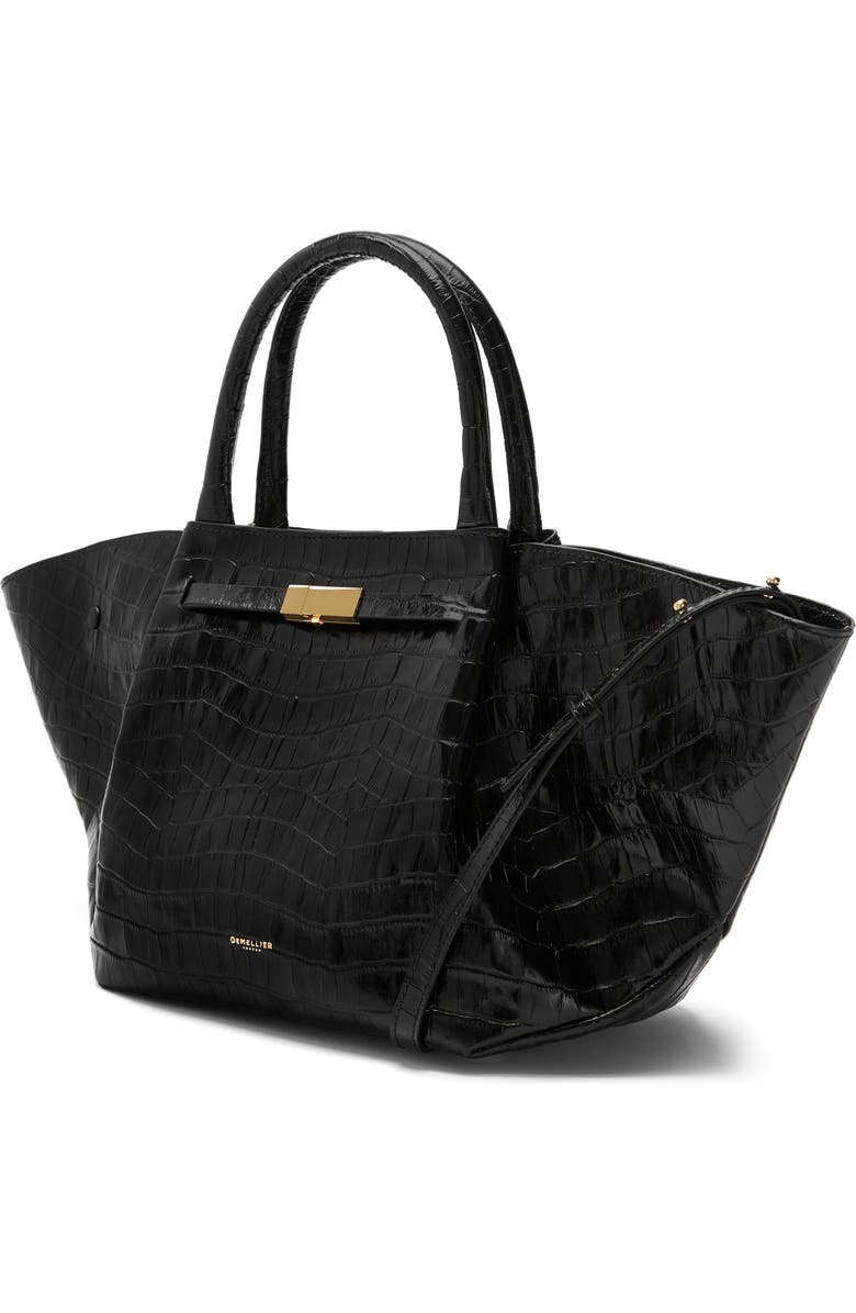 DeMellier New York Leather East/West Midi Tote, Alternate, color, Black Croc Effect