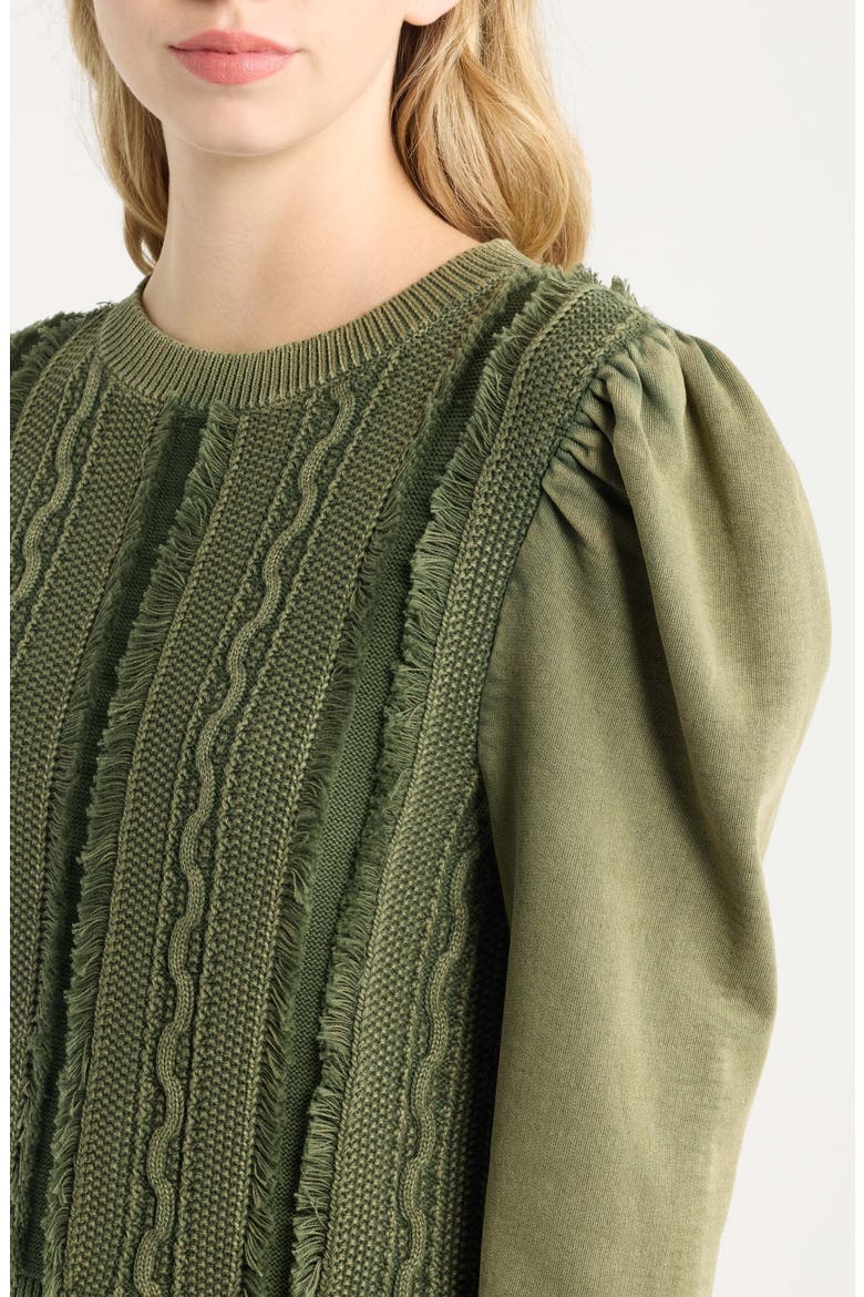 Liv Puff Sleeve Cotton Pullover, Alternate, color, IVY GREEN