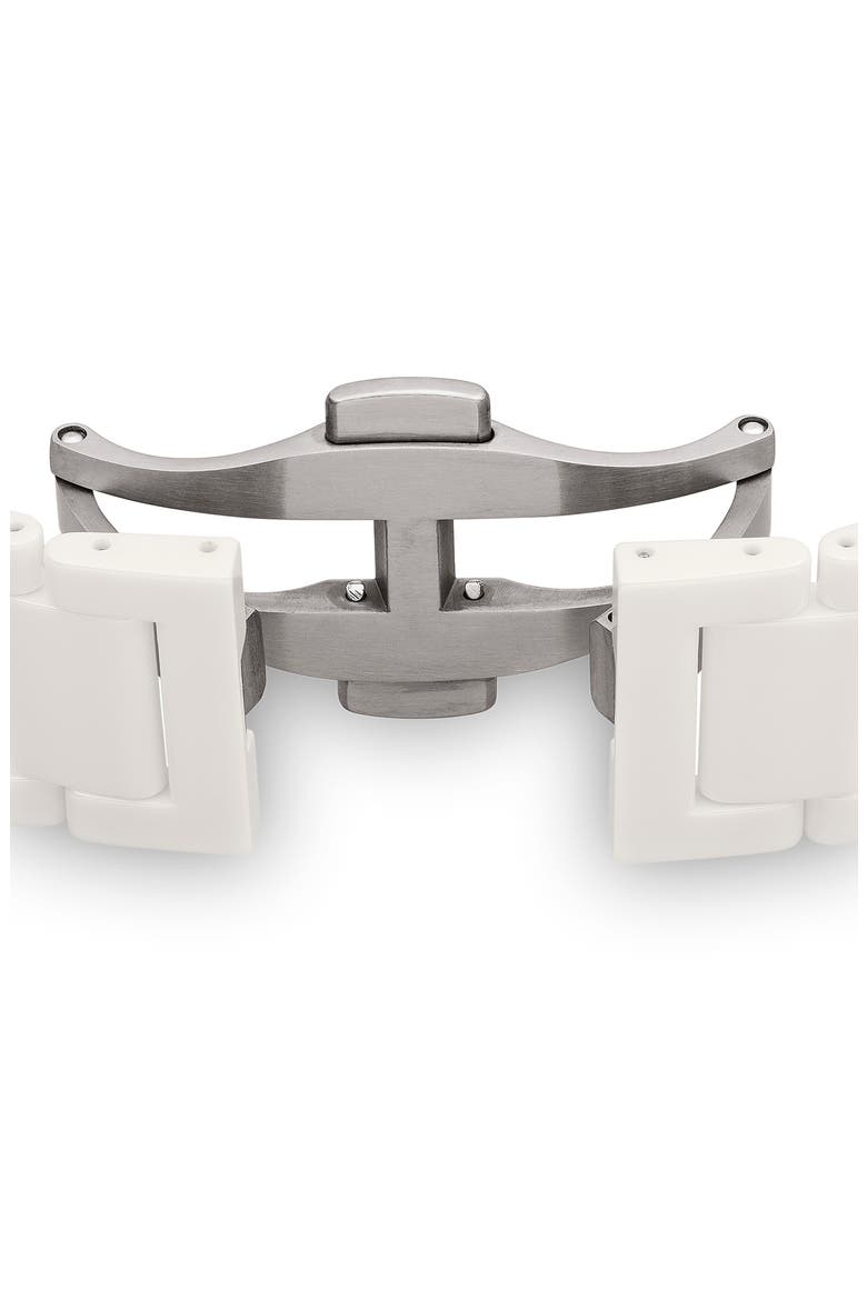 True Square Open Heart Automatic Bracelet Watch, 38mm, Alternate, color, WHITE