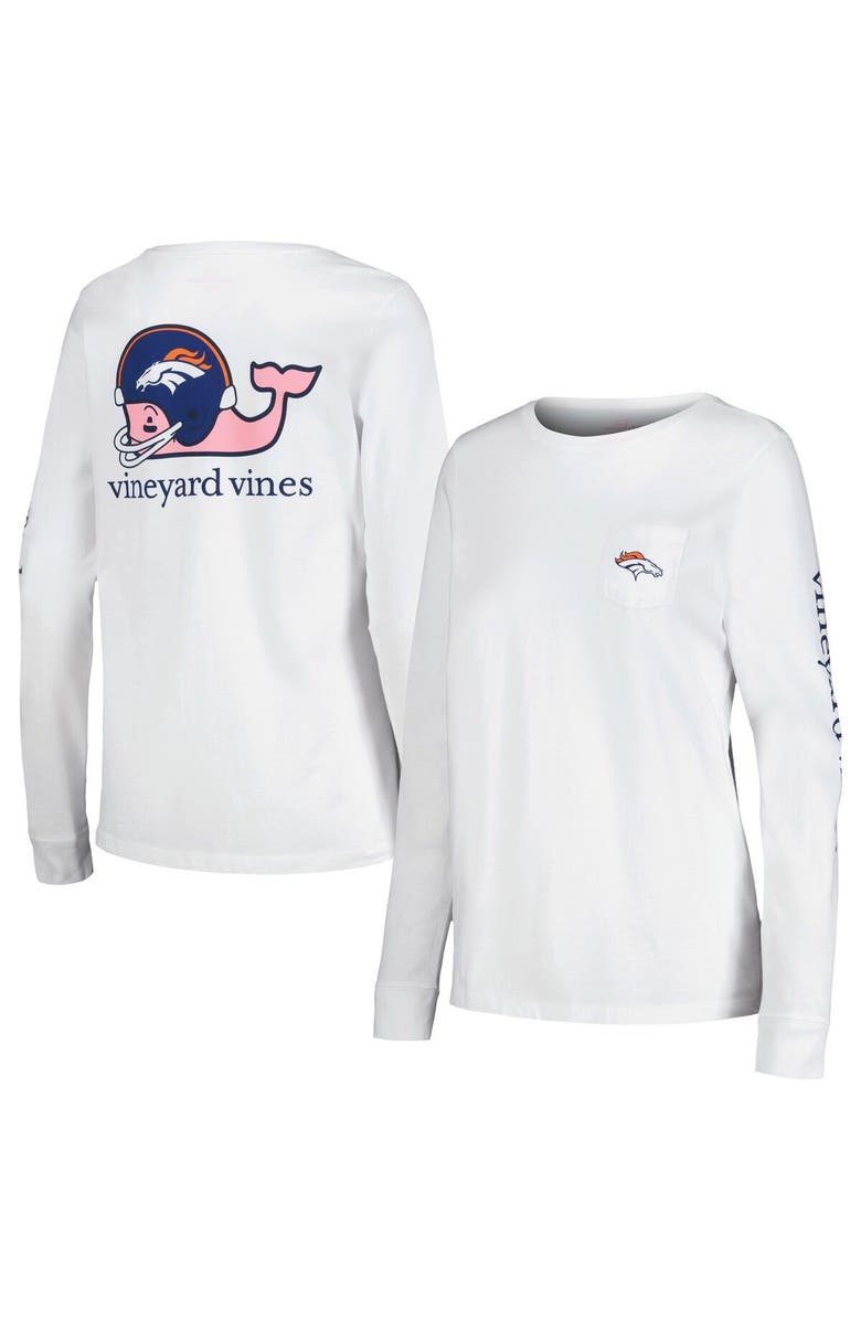 vineyard vines Women's Vineyard Vines White Denver Broncos Helmet Long Sleeve T-Shirt, Main, color, White
