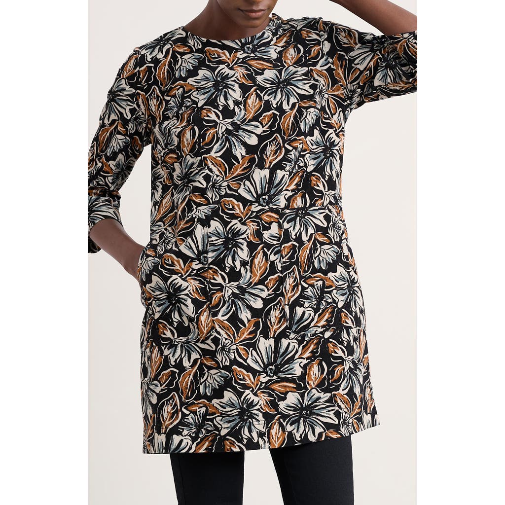 Seasalt Cornwall Port Gaverne Floral Organic Cotton Pincord Tunic In Multi