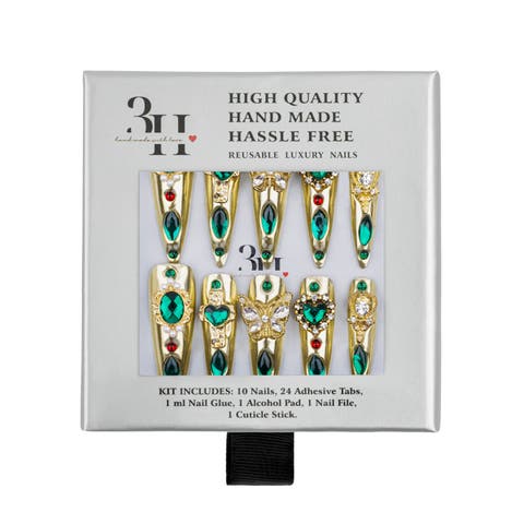 Emerald Empress Luxury Handmade Press On Nails