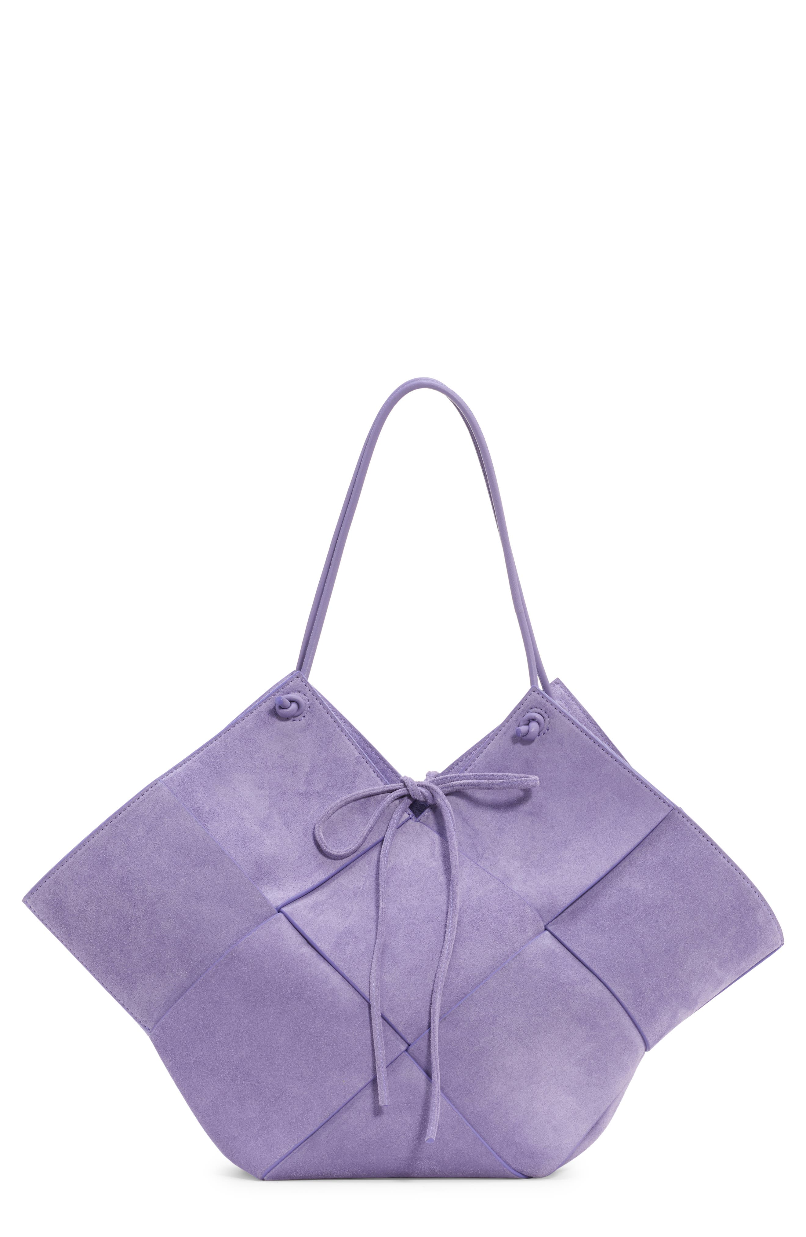 Intreccio Suede Tote, Main, color, LAVENDER/ SILVER