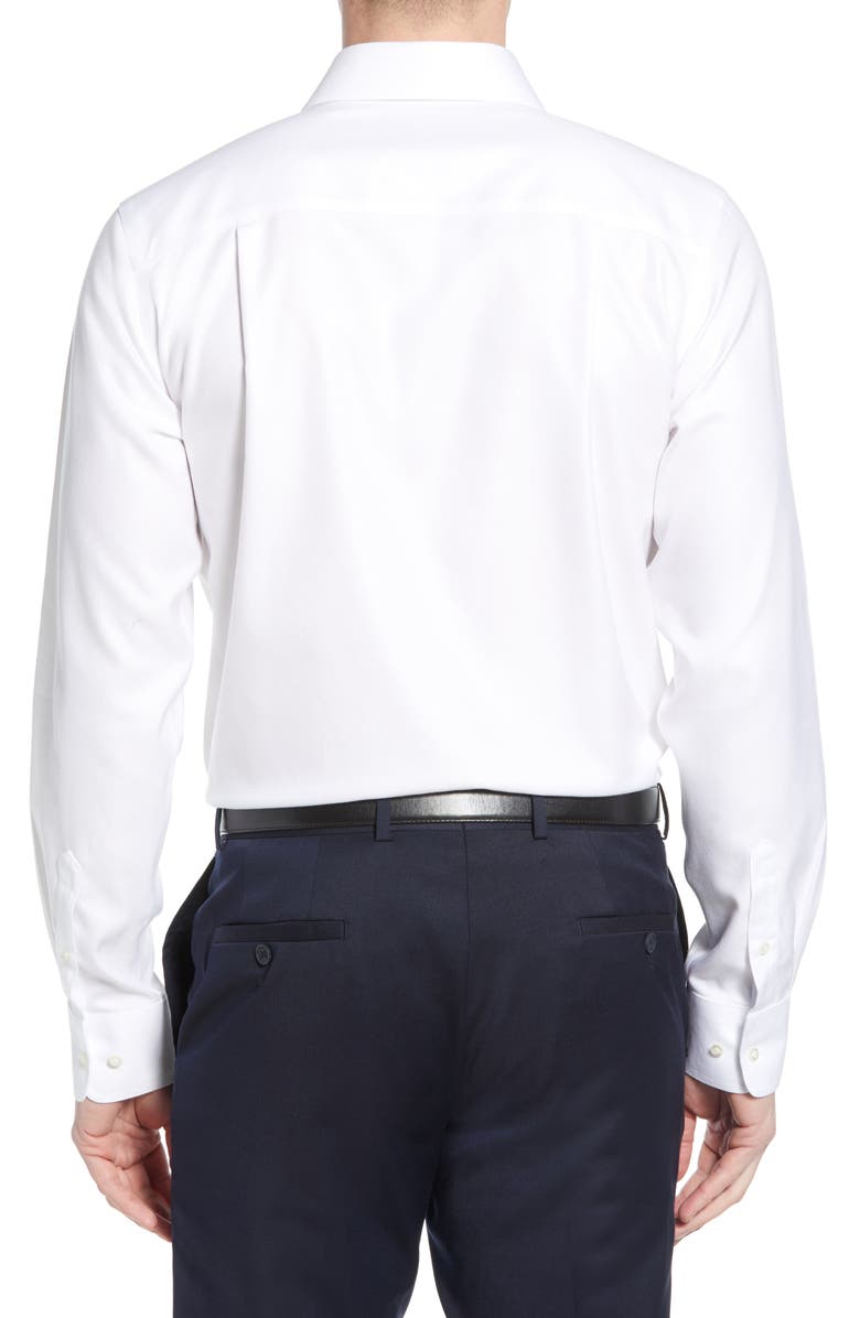 David Donahue Luxury Non-Iron Trim Fit Solid Dress Shirt, Alternate, color, White