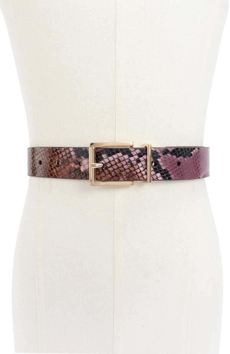 Kate Spade New York reversible snake embossed belt, Alternate, color, 