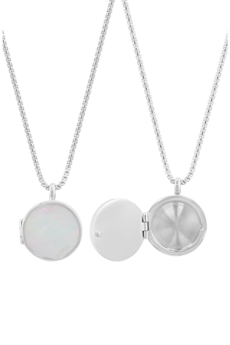 Mother-of-Pearl Locket Pendant Necklace, Main, color, WHITE