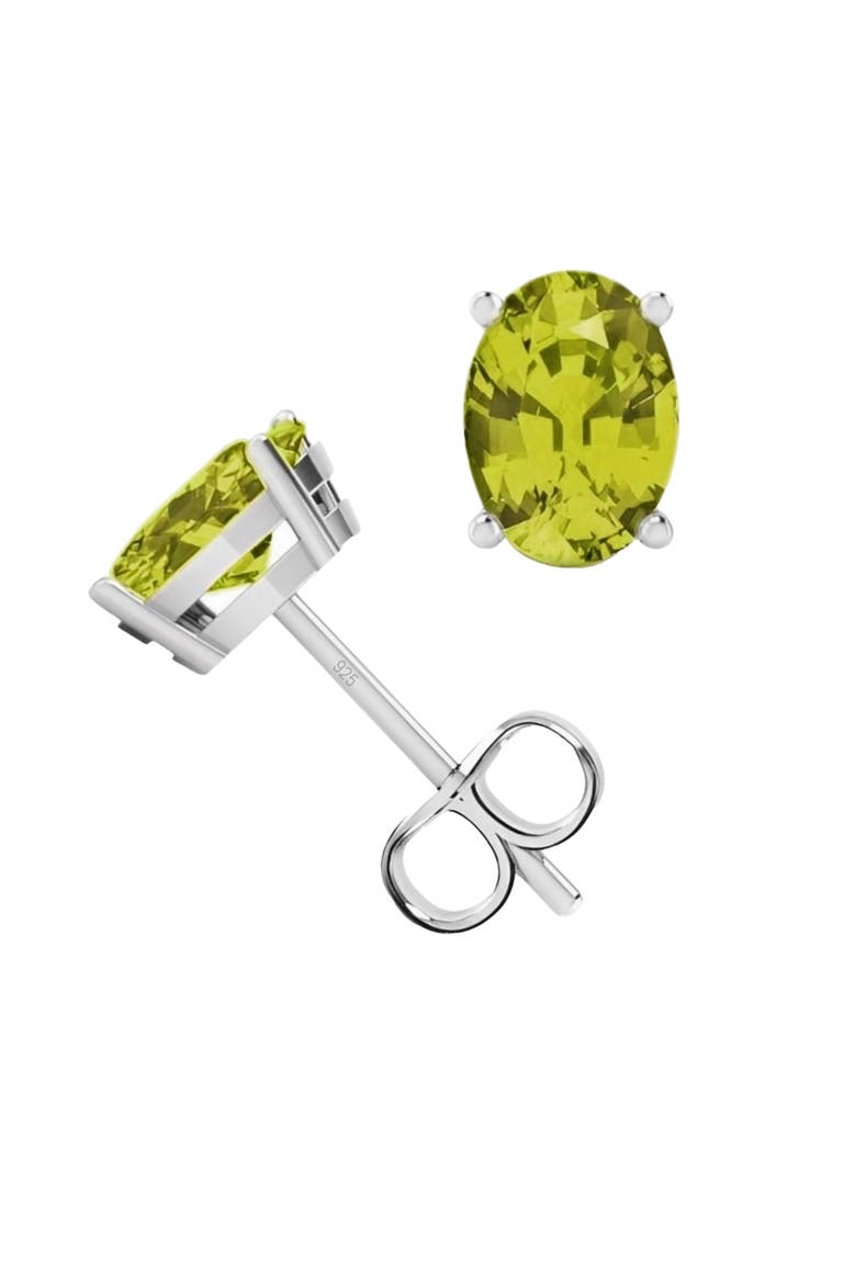 Sterling Silver Oval Peridot Studs, Main, color, Peridot