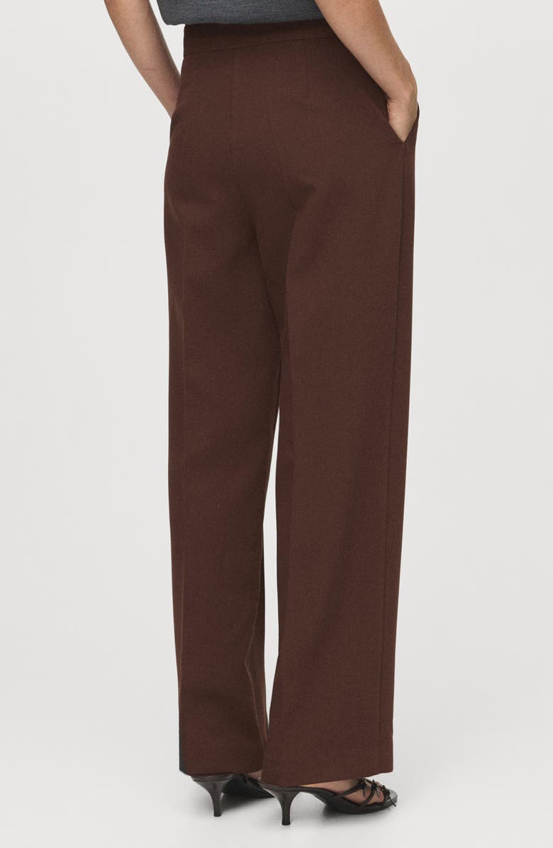 MANGO High Waist Straight Leg Pants, Alternate, color, Chocolate