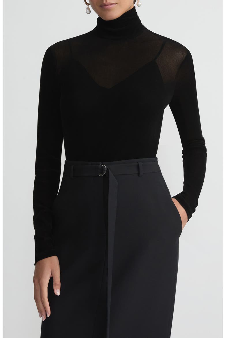 Semisheer Mock Neck Sweater, Main, color, BLACK