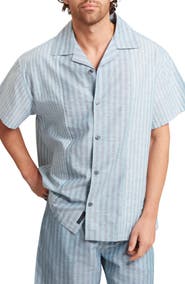 Ted Baker Alverez Short Sleeve Cotton & Linen Button-Up Shirt