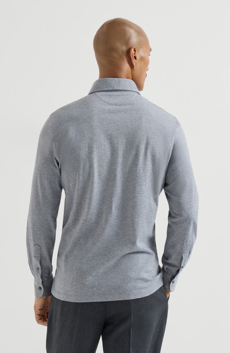 Brunello Cucinelli Polo with shirt collar, Alternate, color, Medium Grey