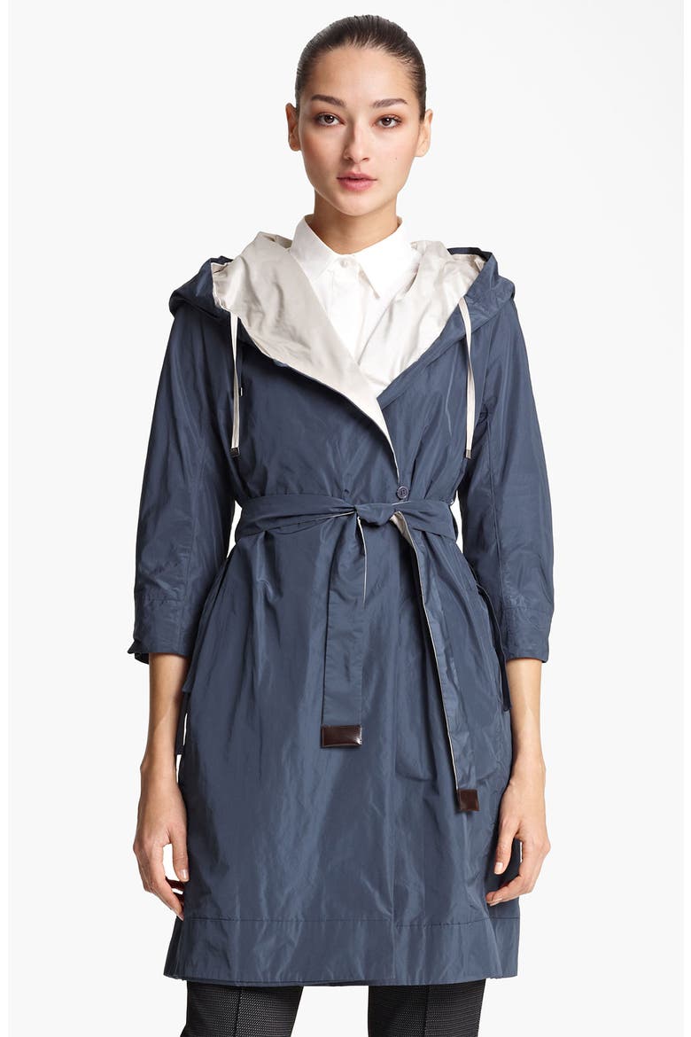 Long Hooded Reversible Coat, Main, color, DUSTY BLUE