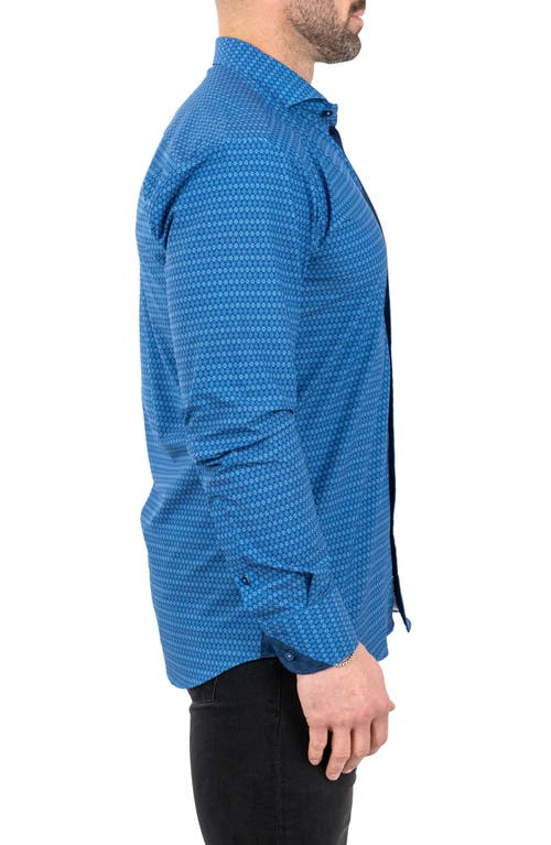 Maceoo Einstein Stretch Spectecal Button-up Shirt In Blue