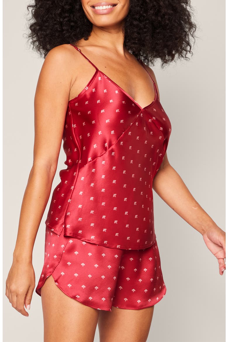 Mulberry Silk Short Pajamas, Alternate, color, RED