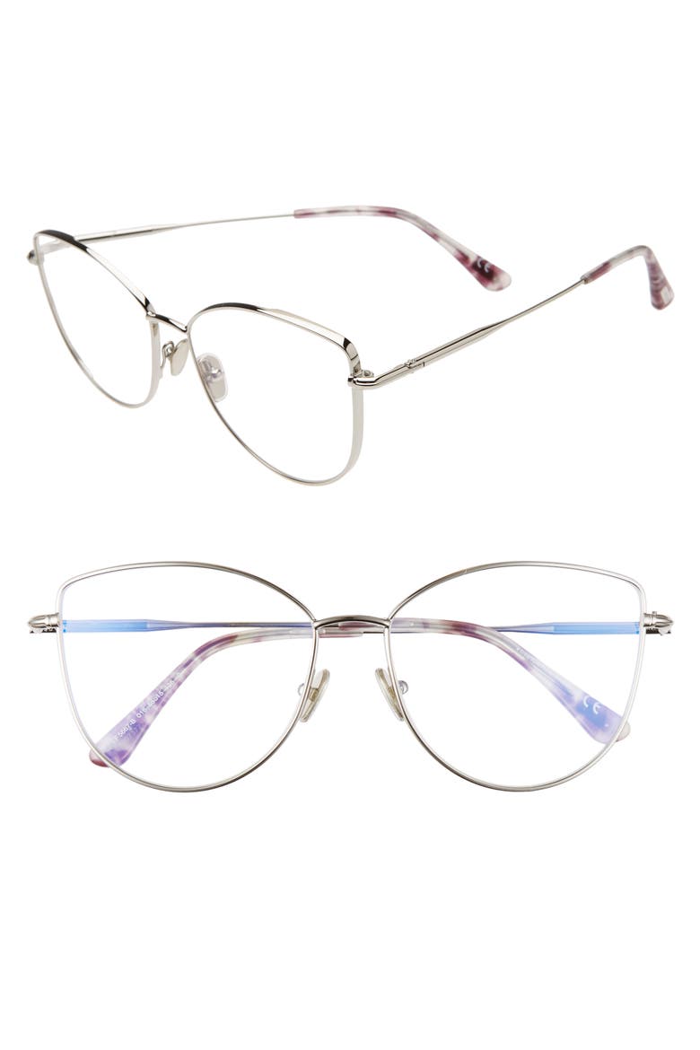 55mm Round Blue Light Blocking Optical Glasses, Main, color, PALLADIUM