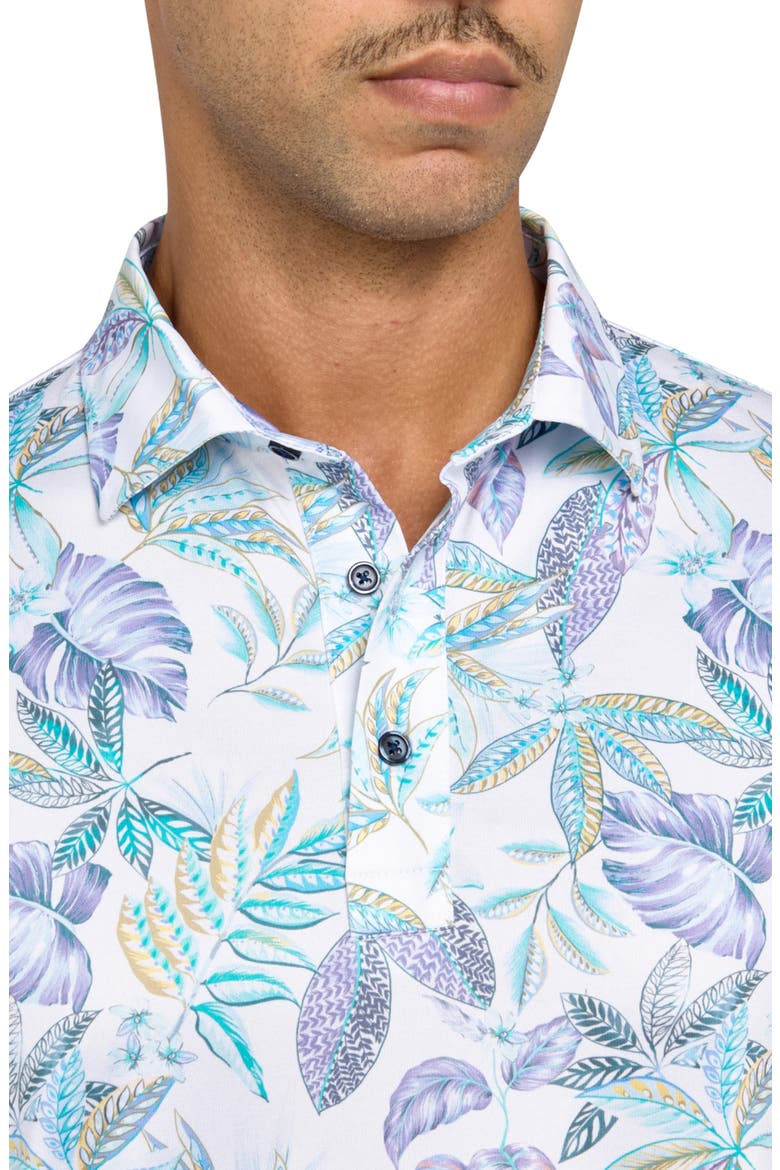 Regular Fit Sketch Leaves Print Recycled Performance Golf Polo, Alternate, color, MULTI