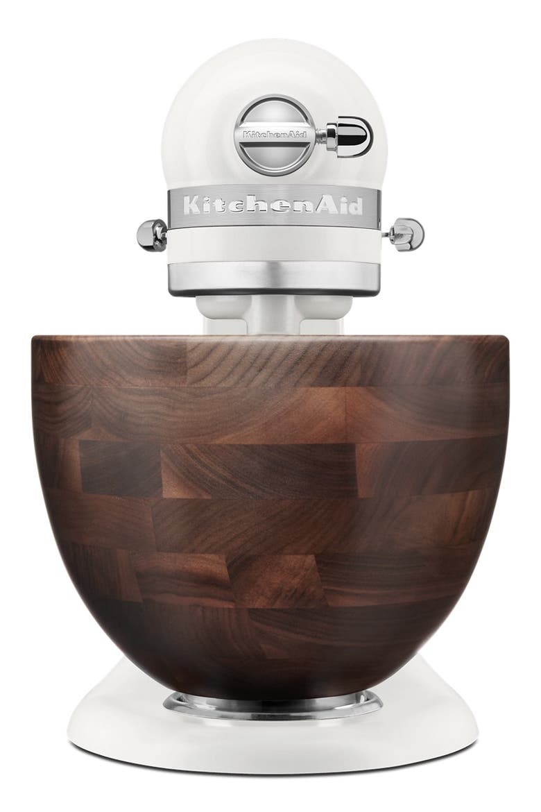 Artisan Series 5 Quart Tilt-Head Stand Mixer with Walnut Wood Bowl, Alternate, color, Porcelain White