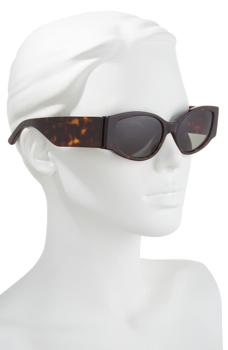 Balenciaga 58mm Modified Cat Eye Sunglasses, Alternate, color, Black Black Grey