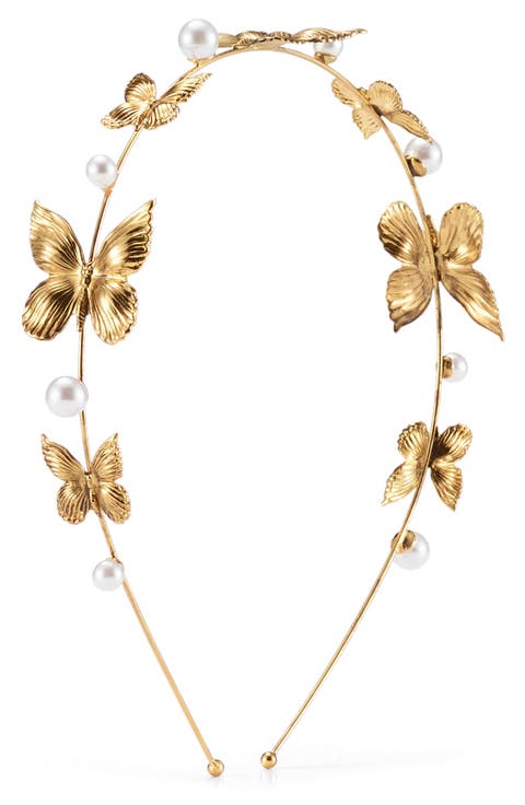 Silvie Butterfly & Faux Pearl Headband