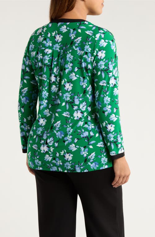 Ak Anne Klein Split Neck Tunic In Green