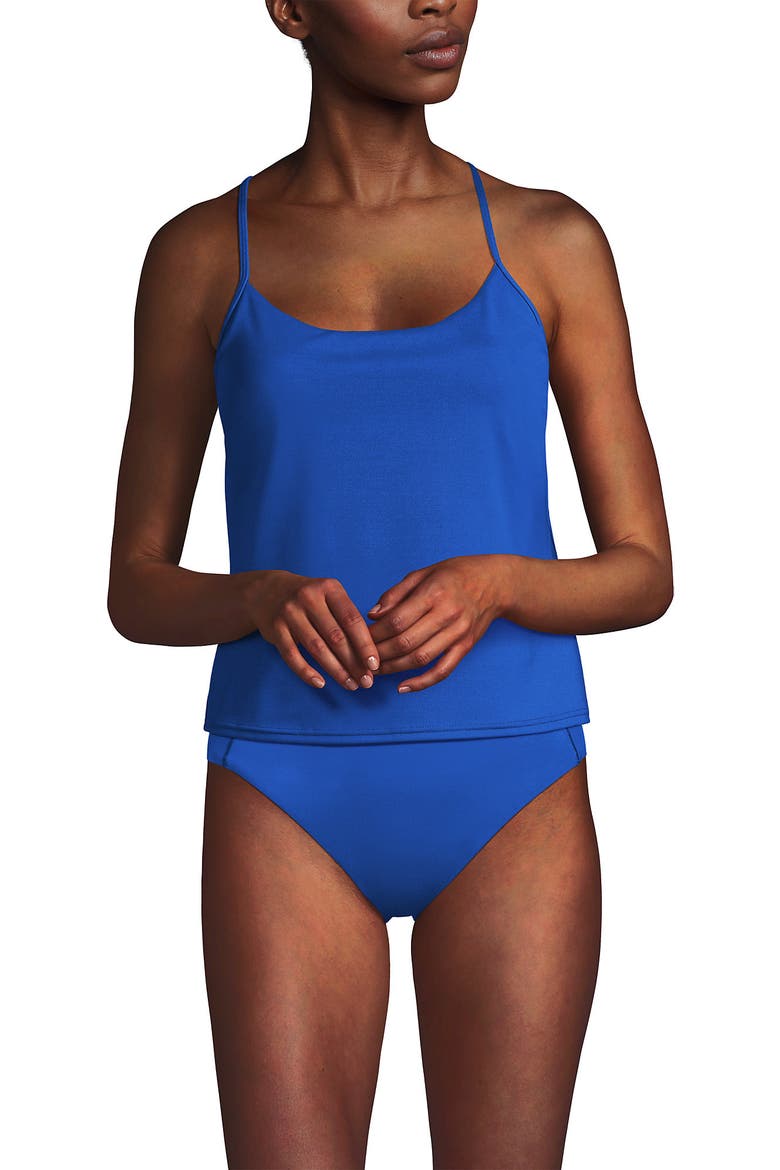 Tugless QuickDry Adjustable Strappy Back Tankini Top, Main, color, Bright Cobalt Blue
