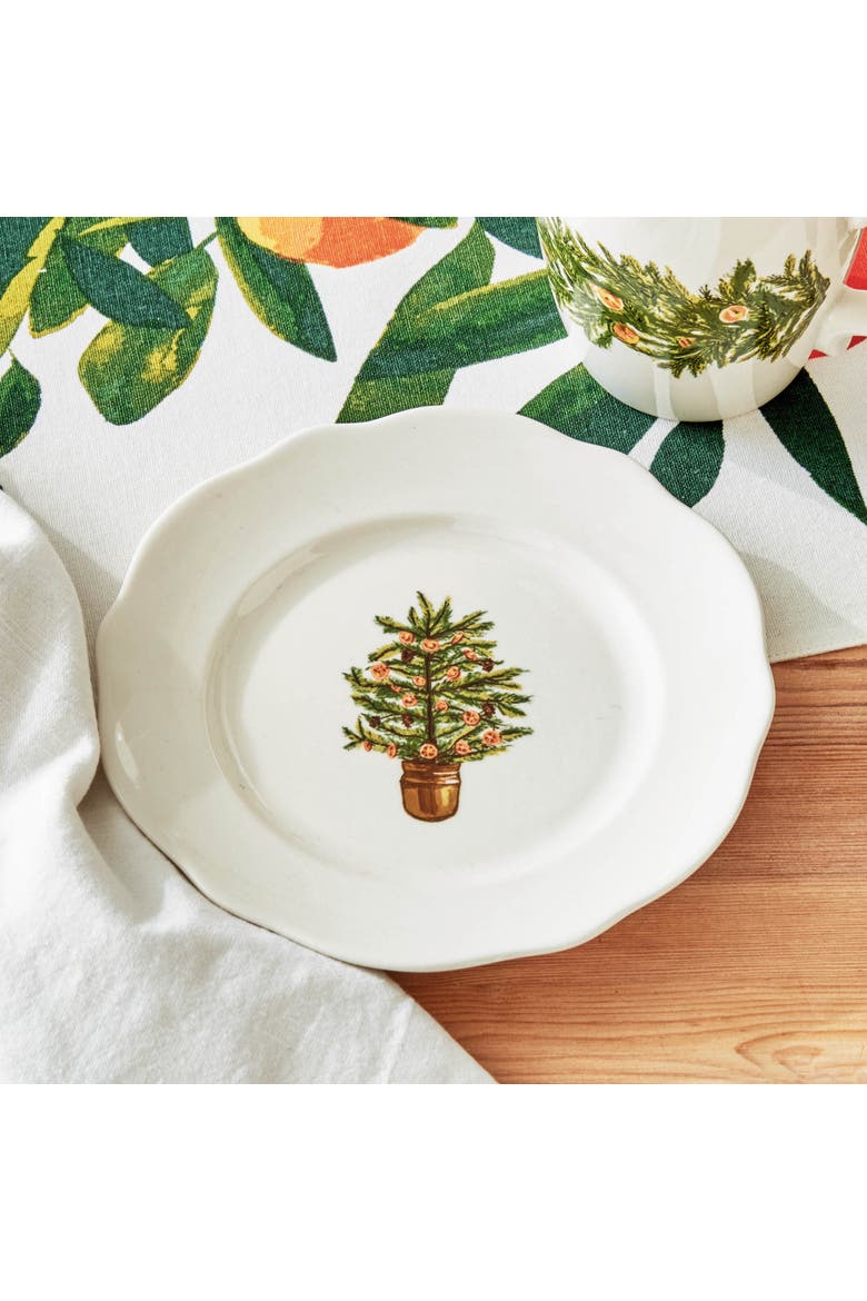 Citrus Tree Ceramic Appetizer Plates Multicolor Set, Alternate, color, White