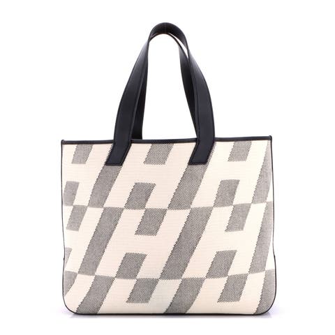 Cabas H en Biais Tote Canvas with Leather 40
