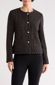 Lafayette 148 New York Pearly Button Crop Tweed Jacket