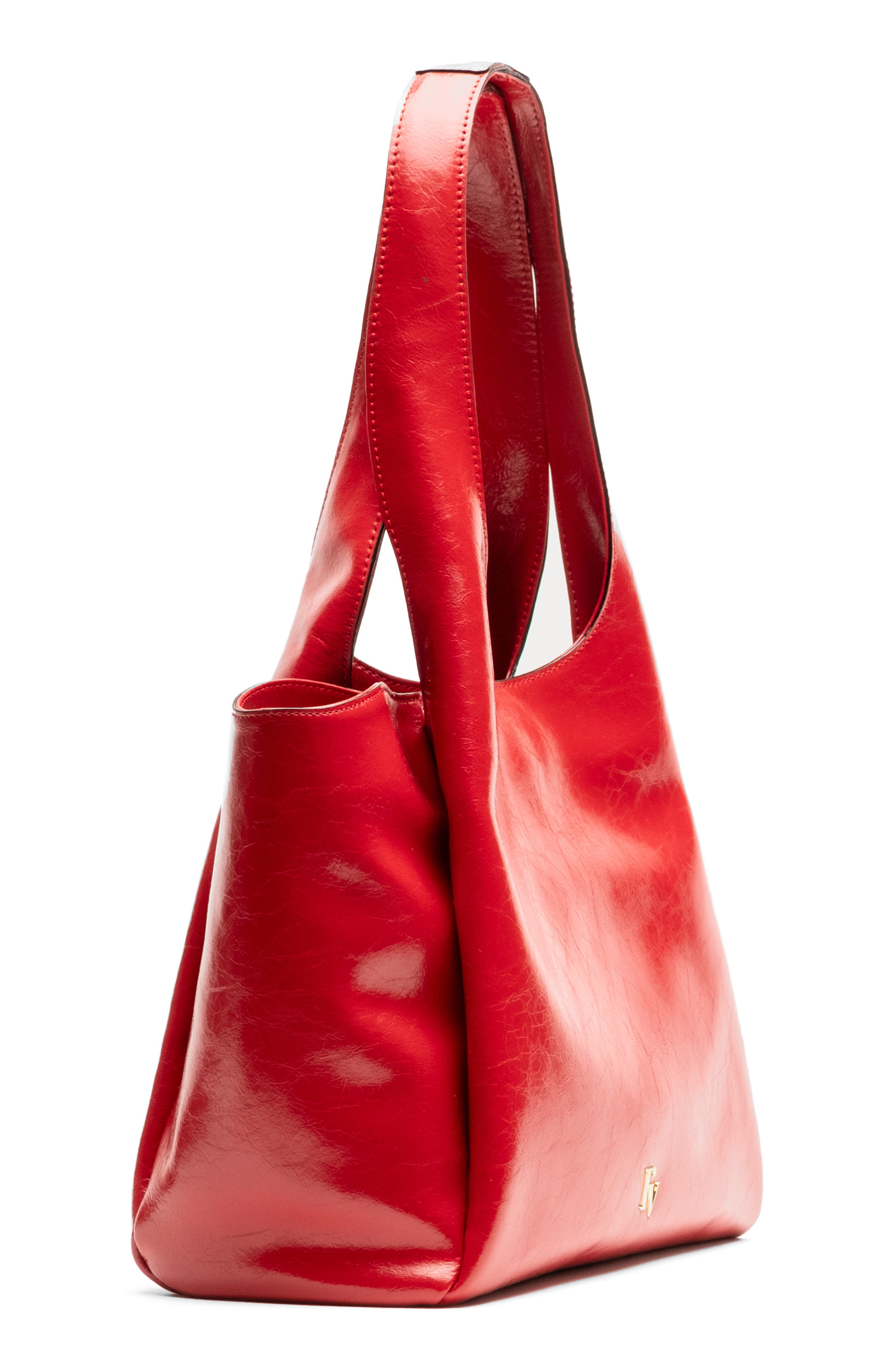 Portia Crinkled Leather Shoulder Bag, Alternate, color, RED