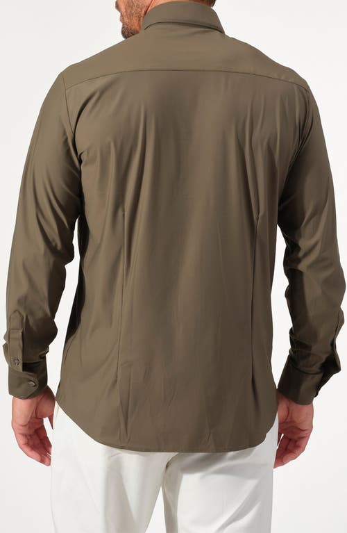 Studio Garnet Los Angeles Solid Performance Stretch Button-up Shirt In Green