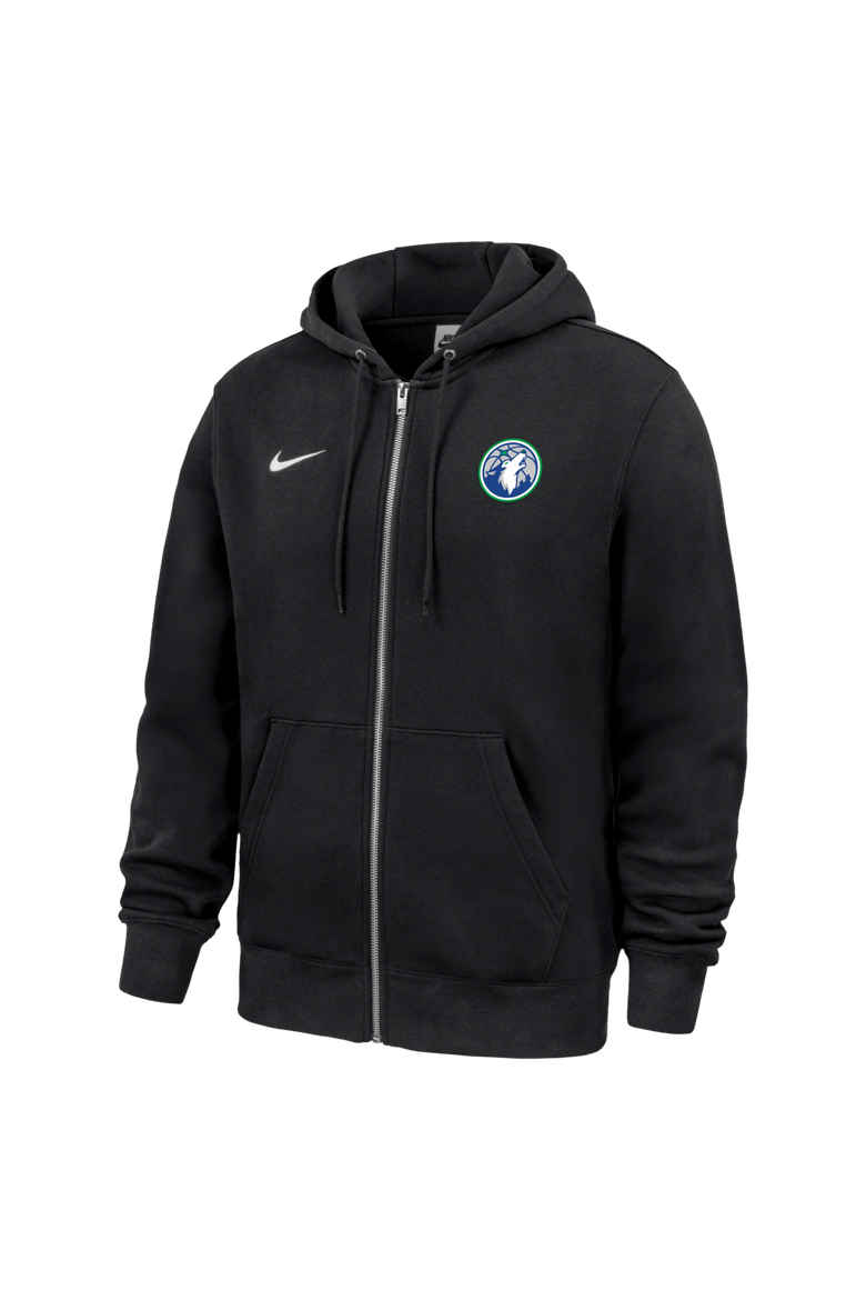 Men's Nike Black Minnesota Timberwolves Club Fleece Full-Zip Hoodie, Main, color, Black