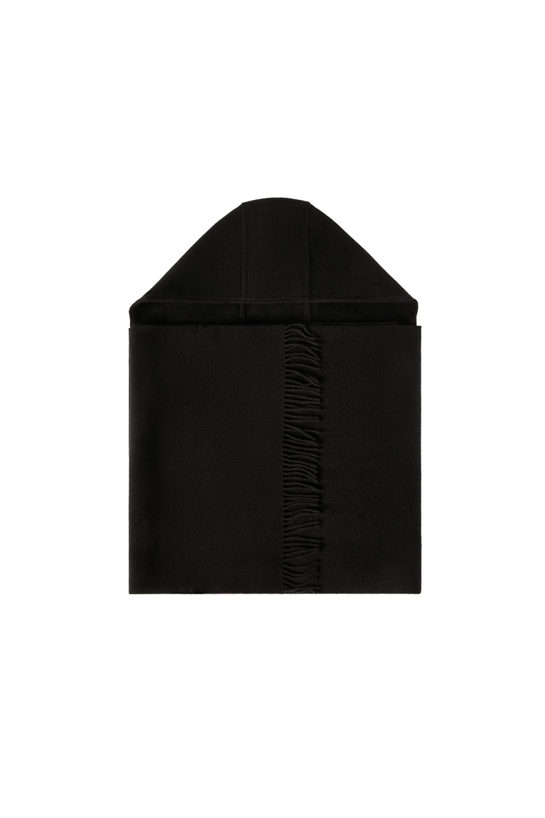 Hooded wool and cashmere knit scarf, Alternate, color, Black