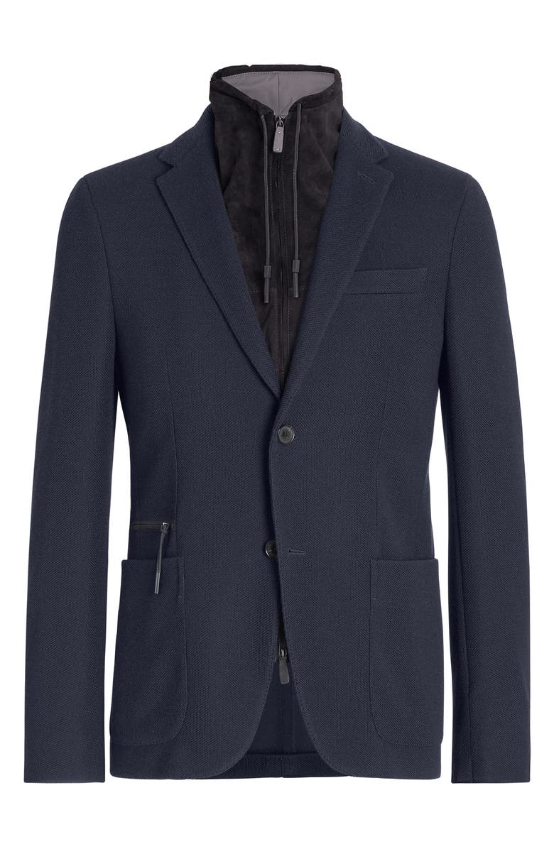 ZEGNA High Performance<sup>™</sup> Jersey Jacket with Removable Suede Bib, Alternate, color, Navy