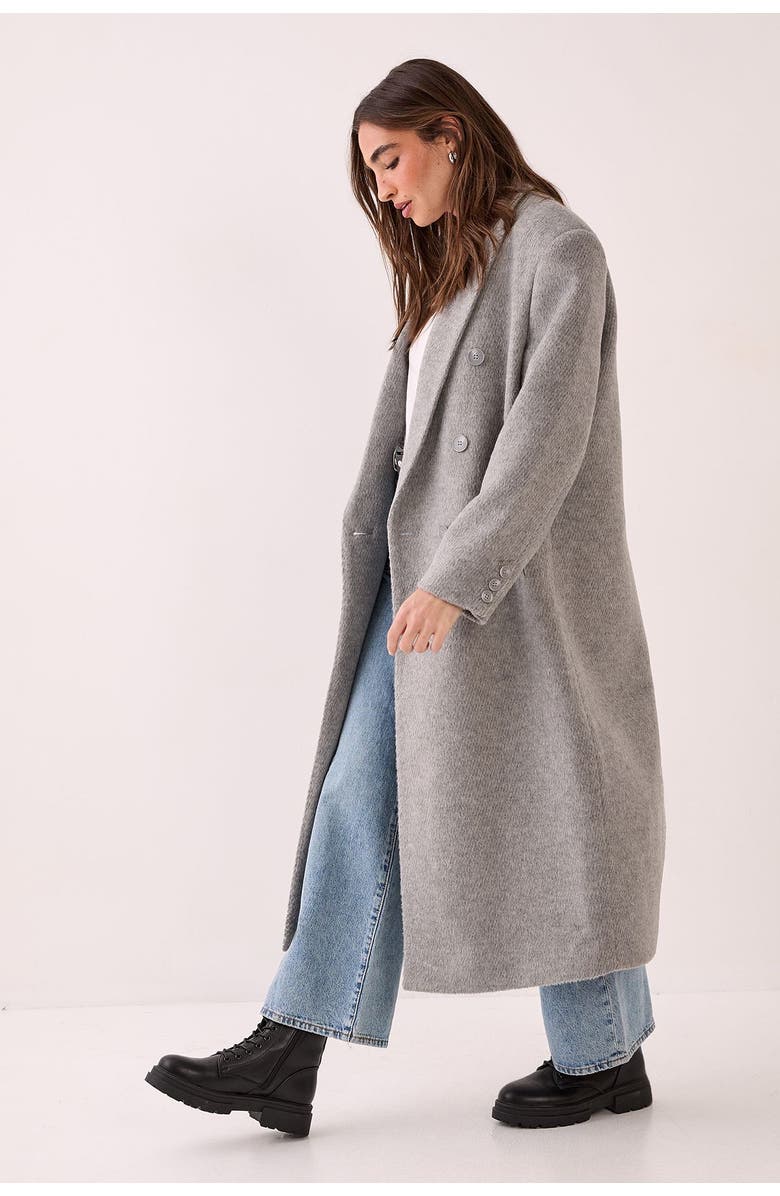 NASTY GAL Double Breasted Smart Coat, Alternate, color, Light Grey