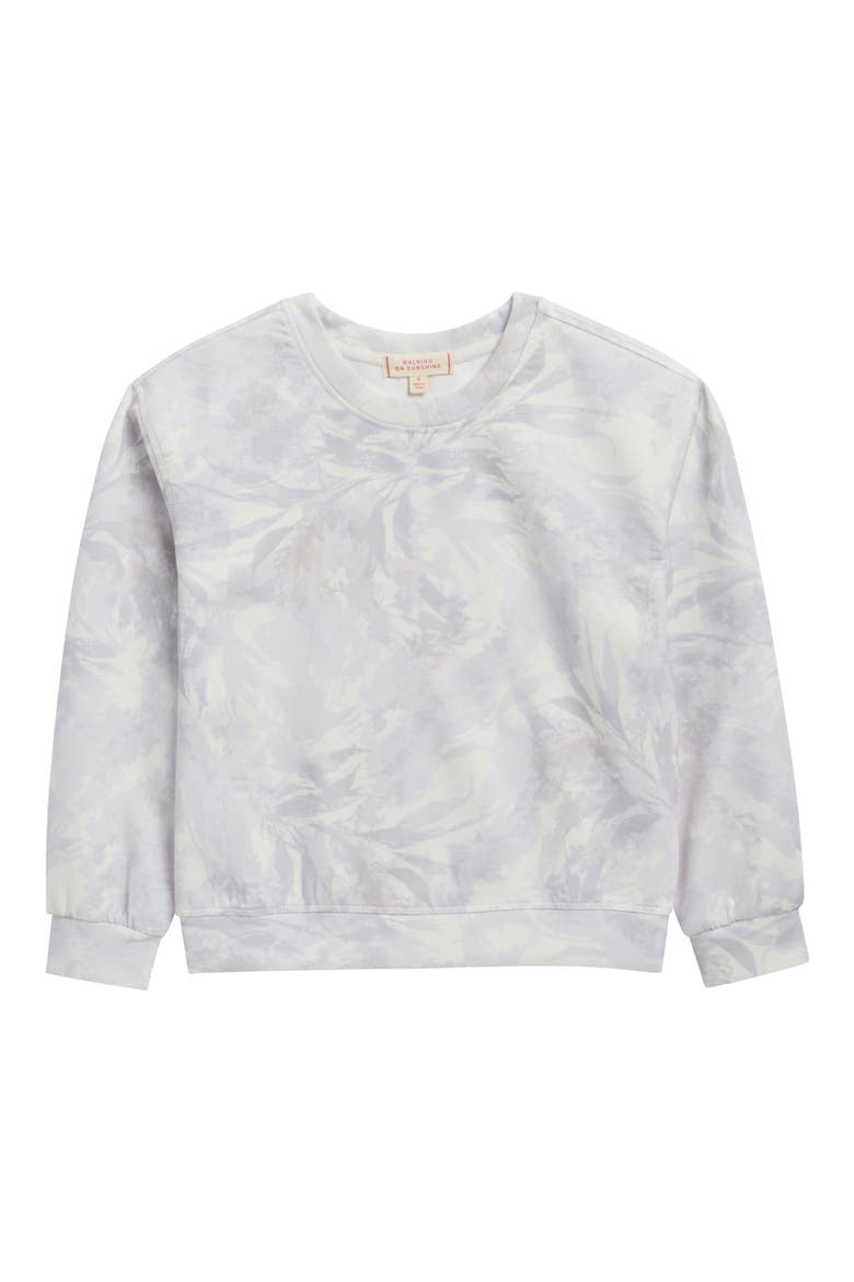 Kids' Cloud Crewneck Sweatshirt, Main, color, WHITE/ GREY CAMO