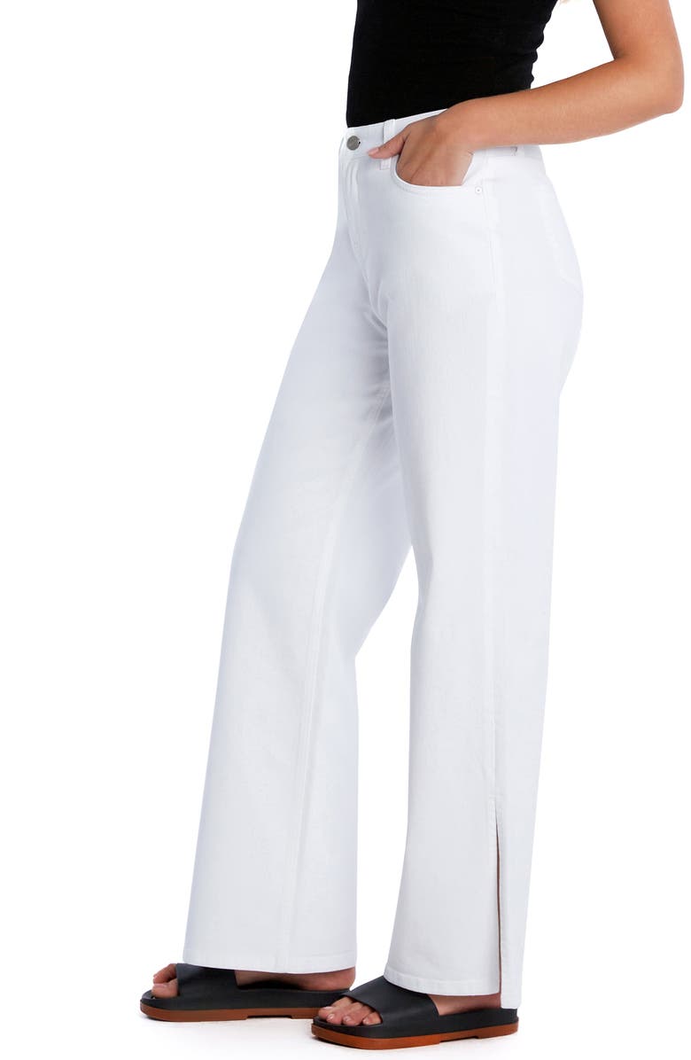 HINT OF BLU Clever Side Slit High Waist Wide Leg Jeans, Alternate, color, White