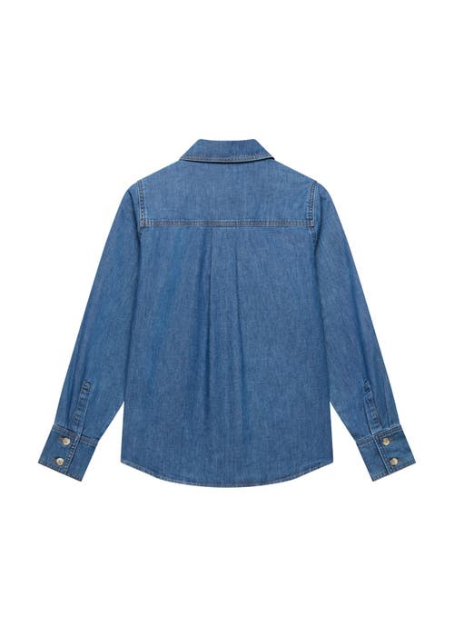 Mint Velvet Bow Detail Denim Shirt In Blue