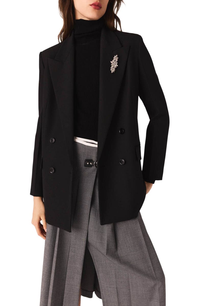 maje Double-breasted jacket, Alternate, color, Black