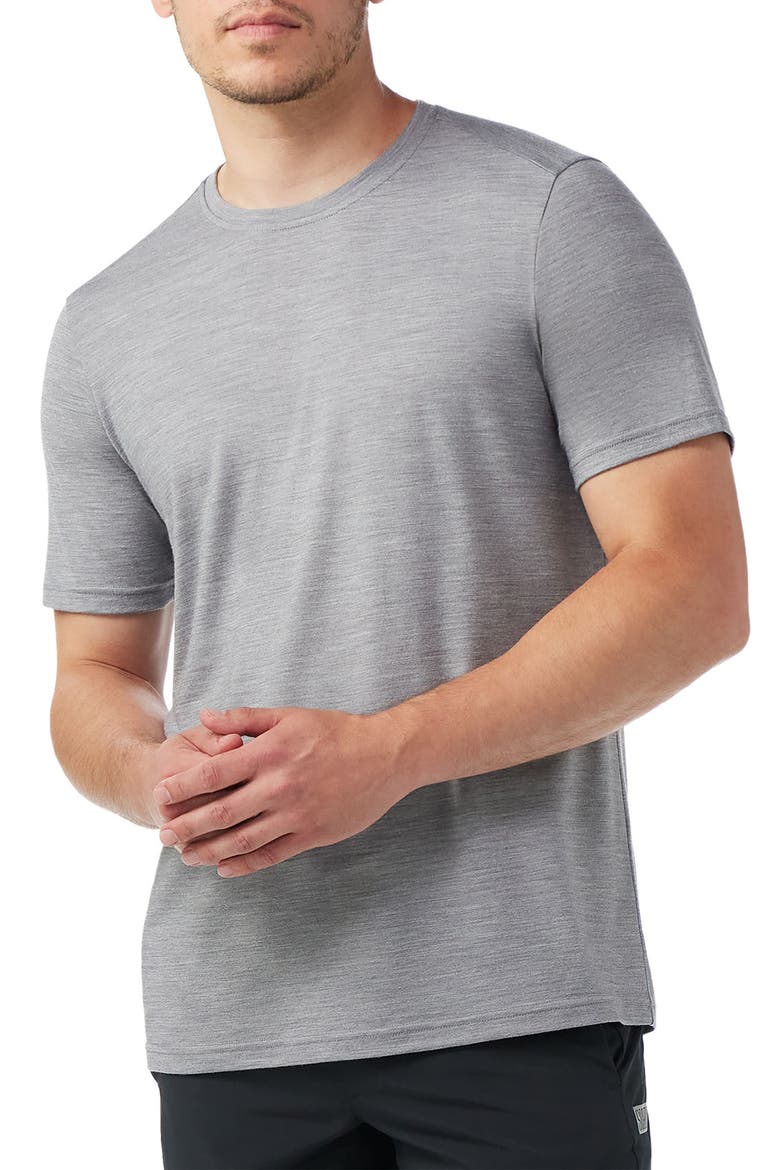 Active Performance Wool Blend T-Shirt, Main, color, LIGHT GRAY HEATHER