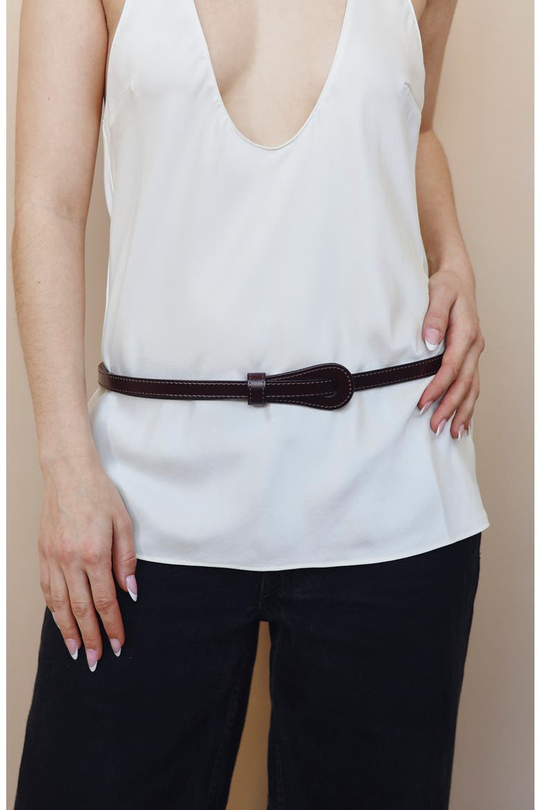 Saddle Faux Leather Belt, Alternate, color, BROWN