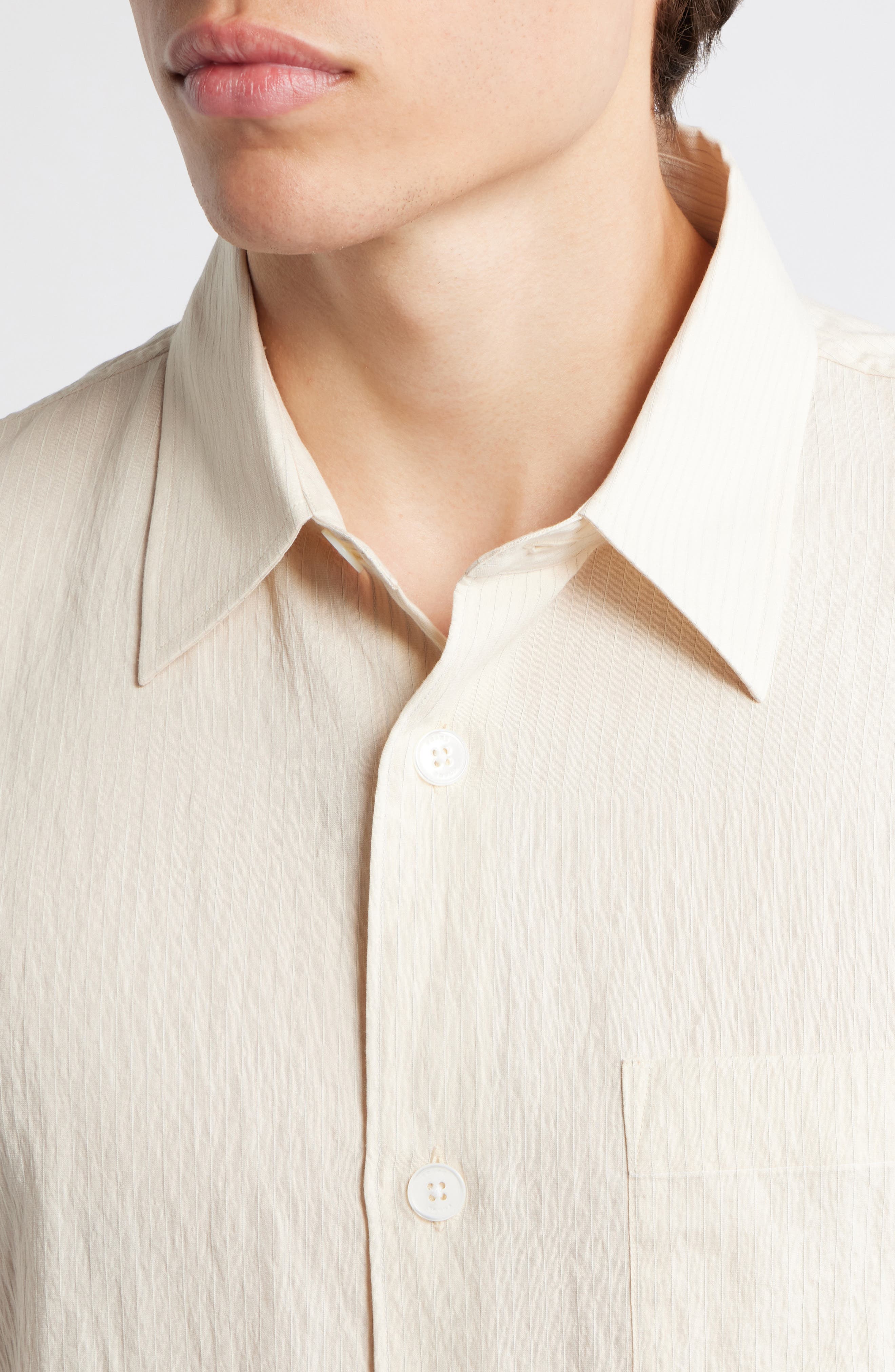 Textured Stripe Short Sleeve Button-Up Shirt - image 4