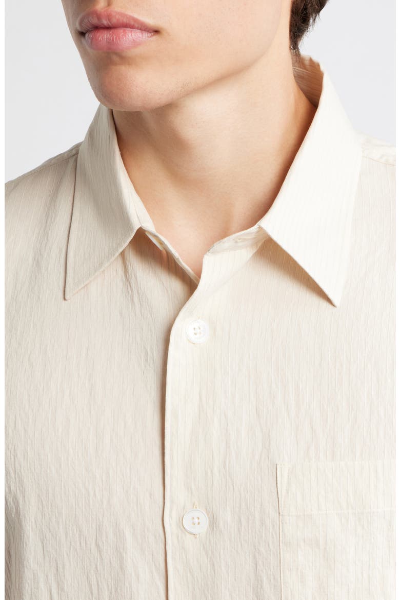 Textured Stripe Short Sleeve Button-Up Shirt, Alternate, color, NATURAL STRIPE