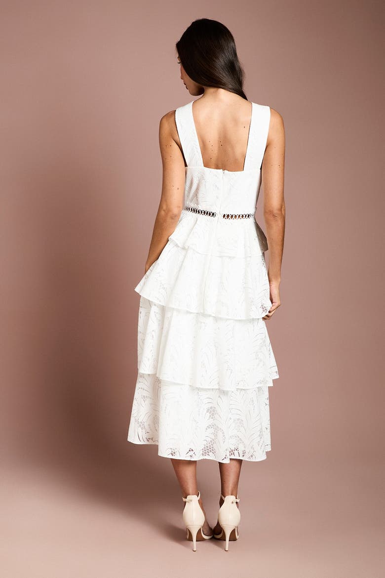 Tiered Lace Halter Neck Midi Dress, Alternate, color, Ivory