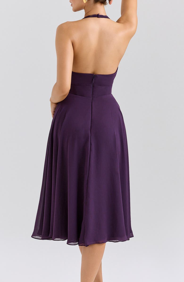 HOUSE OF CB Solada Georgette Halter Dress, Alternate, color, Grape