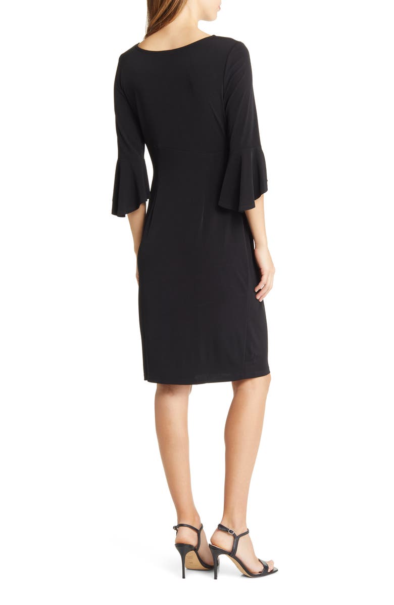 Connected Apparel Bell Sleeve Faux Wrap Dress, Alternate, color,