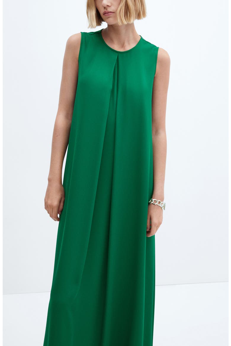 Pleat Sleeveless Maxi Dress, Alternate, color, GREEN