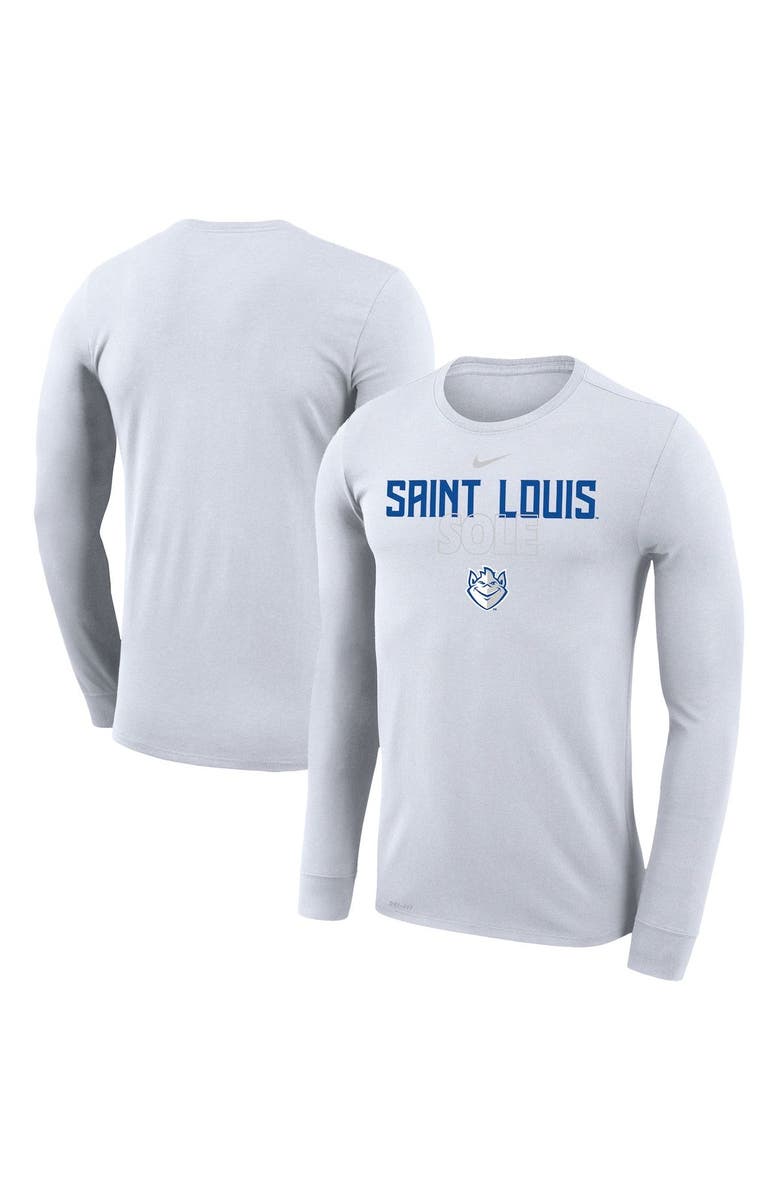 Nike White Saint Louis Billikens 2023 On Court Bench Long Sleeve T-Shirt, Main, color, 